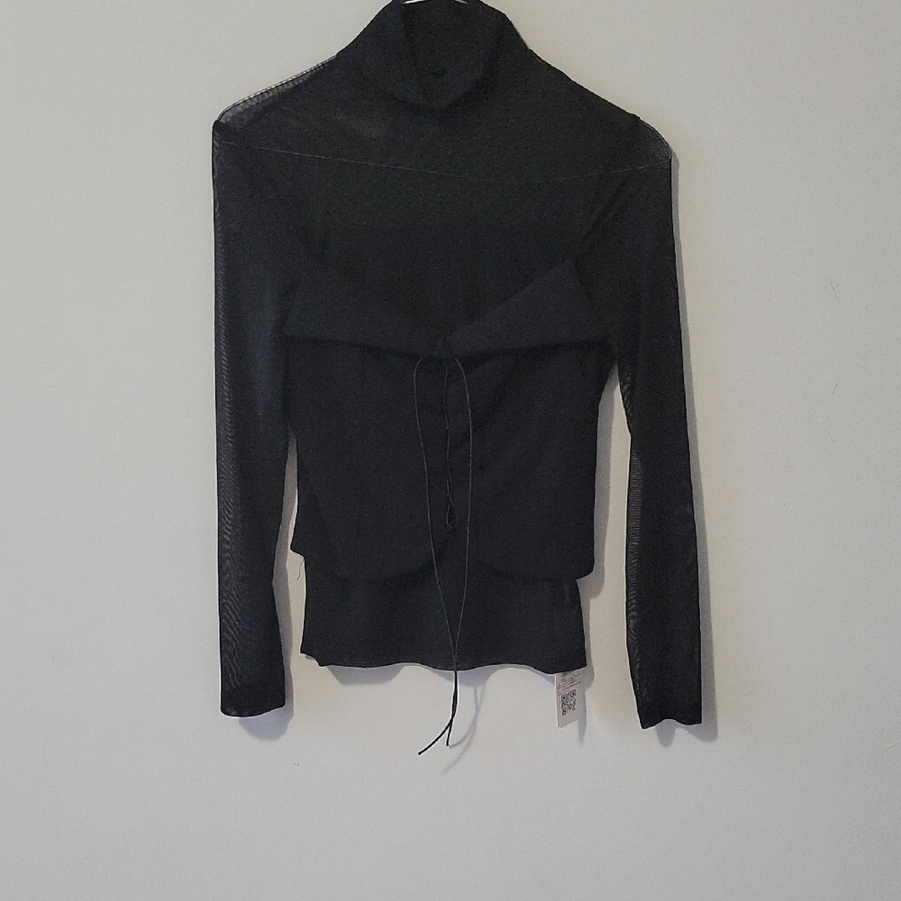 Black Sheer Long Sleeve Top